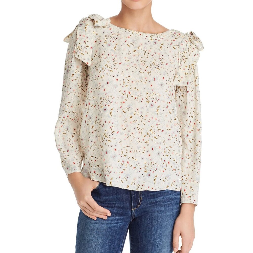 Rebecca Taylor Vivianna Tie Pullover Blouse Floral Print